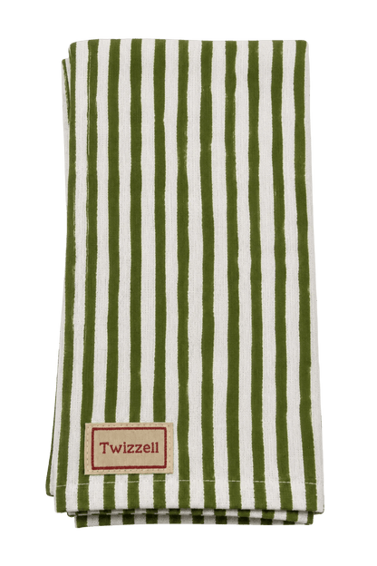 Khaki and White Pinstripe Napkin x 4