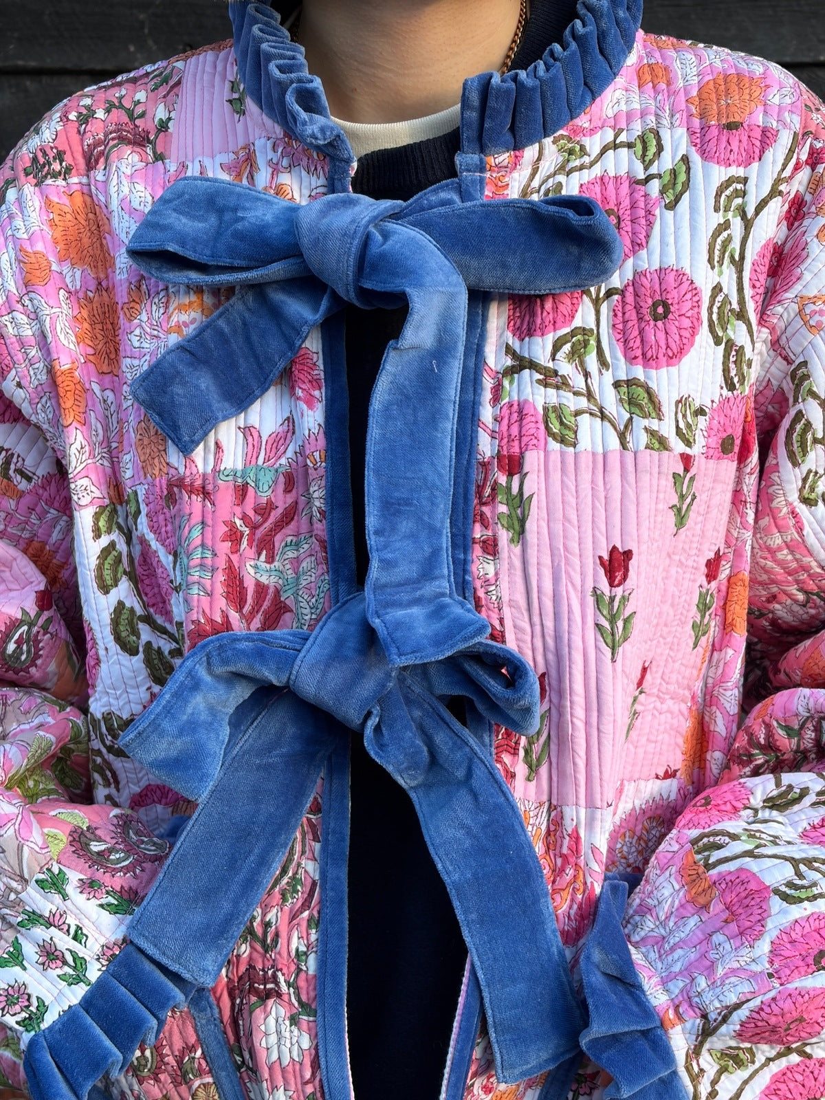 Reversible Jacket - Patchwork with Pink Stripe