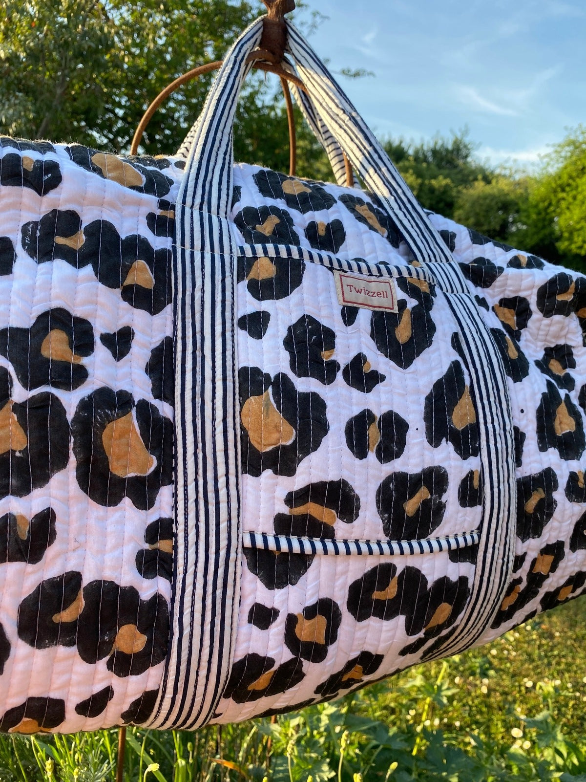 Indian Block Print Weekend Bag - Leopard