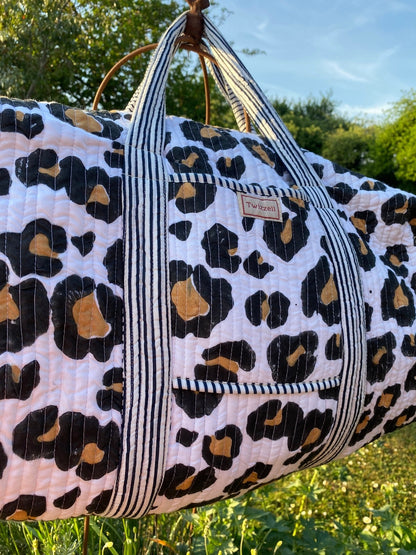 Indian Block Print Weekend Bag - Leopard
