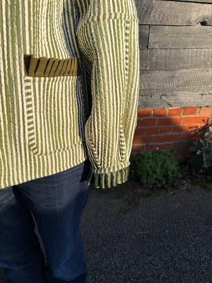 Skye Sailor Collar Reversible Jacket - Green Gingham