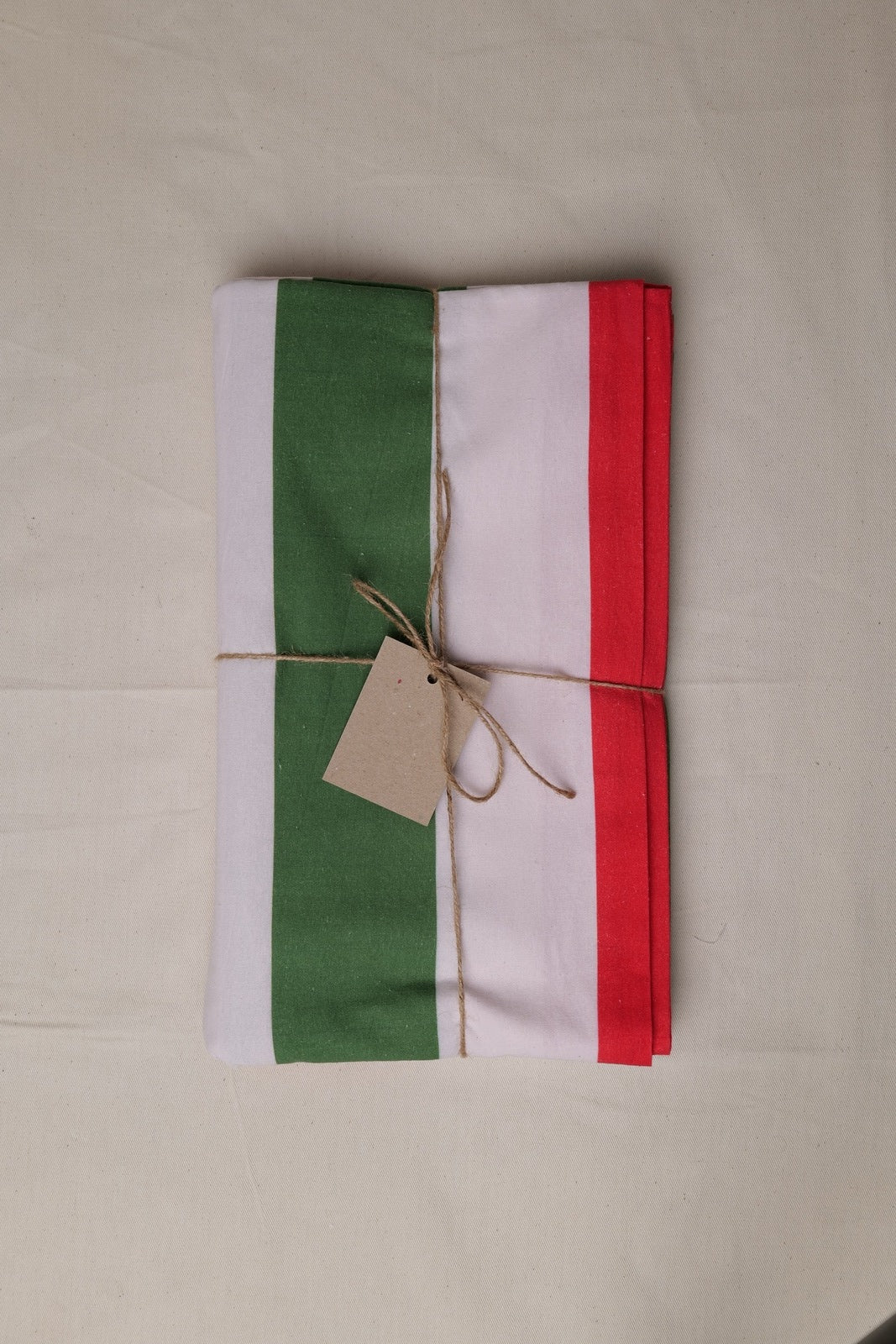 Red, Green and White Stripe Tablecloth