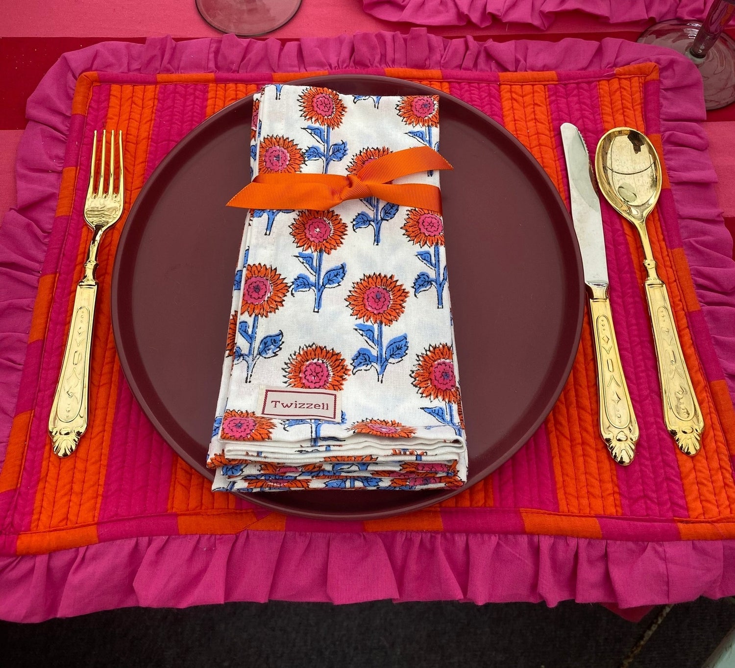 Pink and Orange Ruffle Placemat