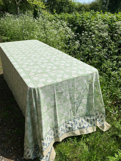 Indian Block Print Tablecloth - Pistachio