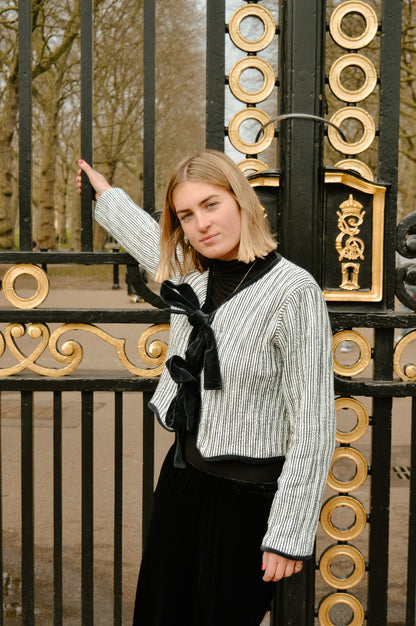 Reversible Jacket - Red/Black Stripe with black velvet trim