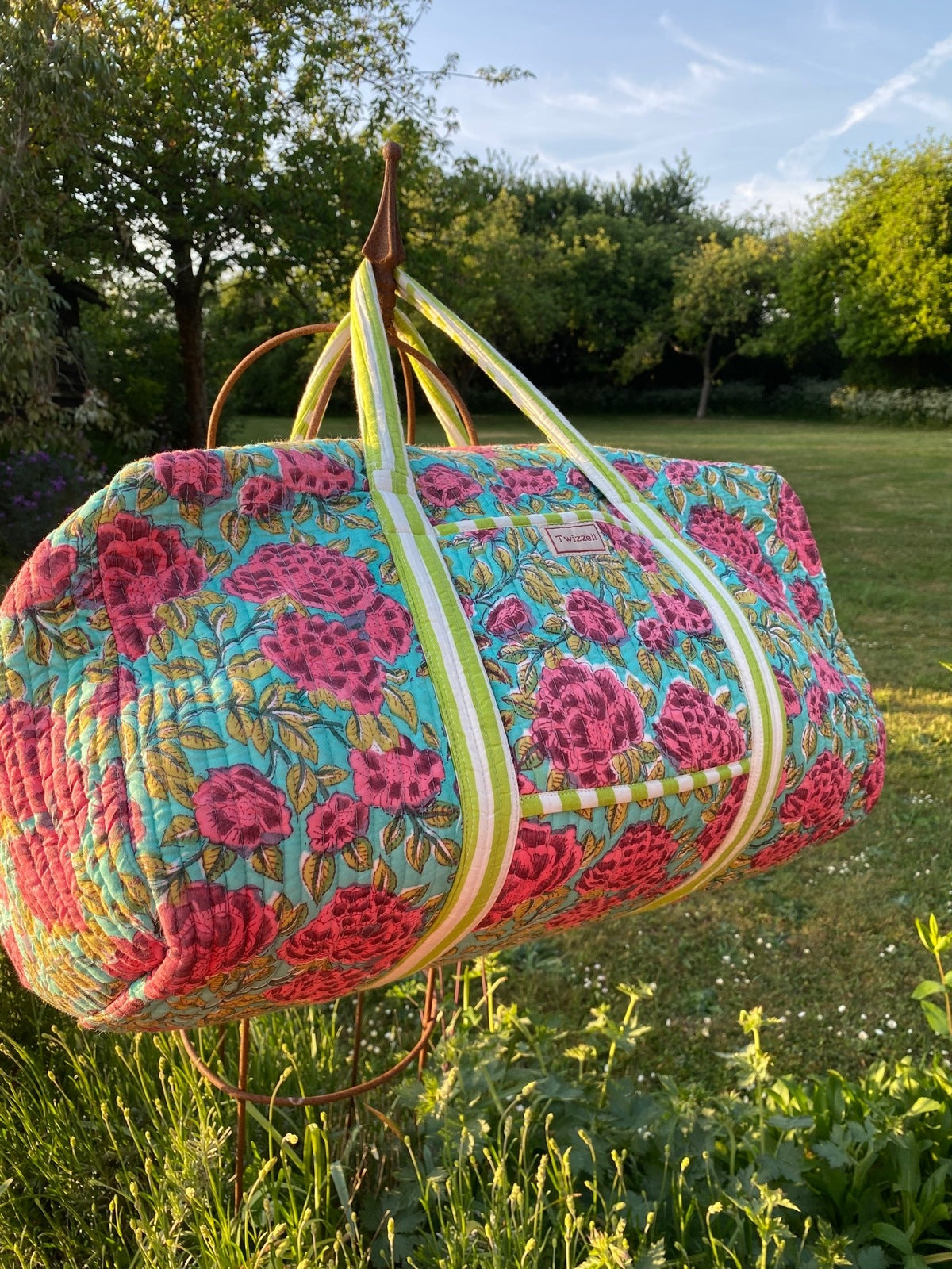 Indian Block Print Weekend Bag - Rose