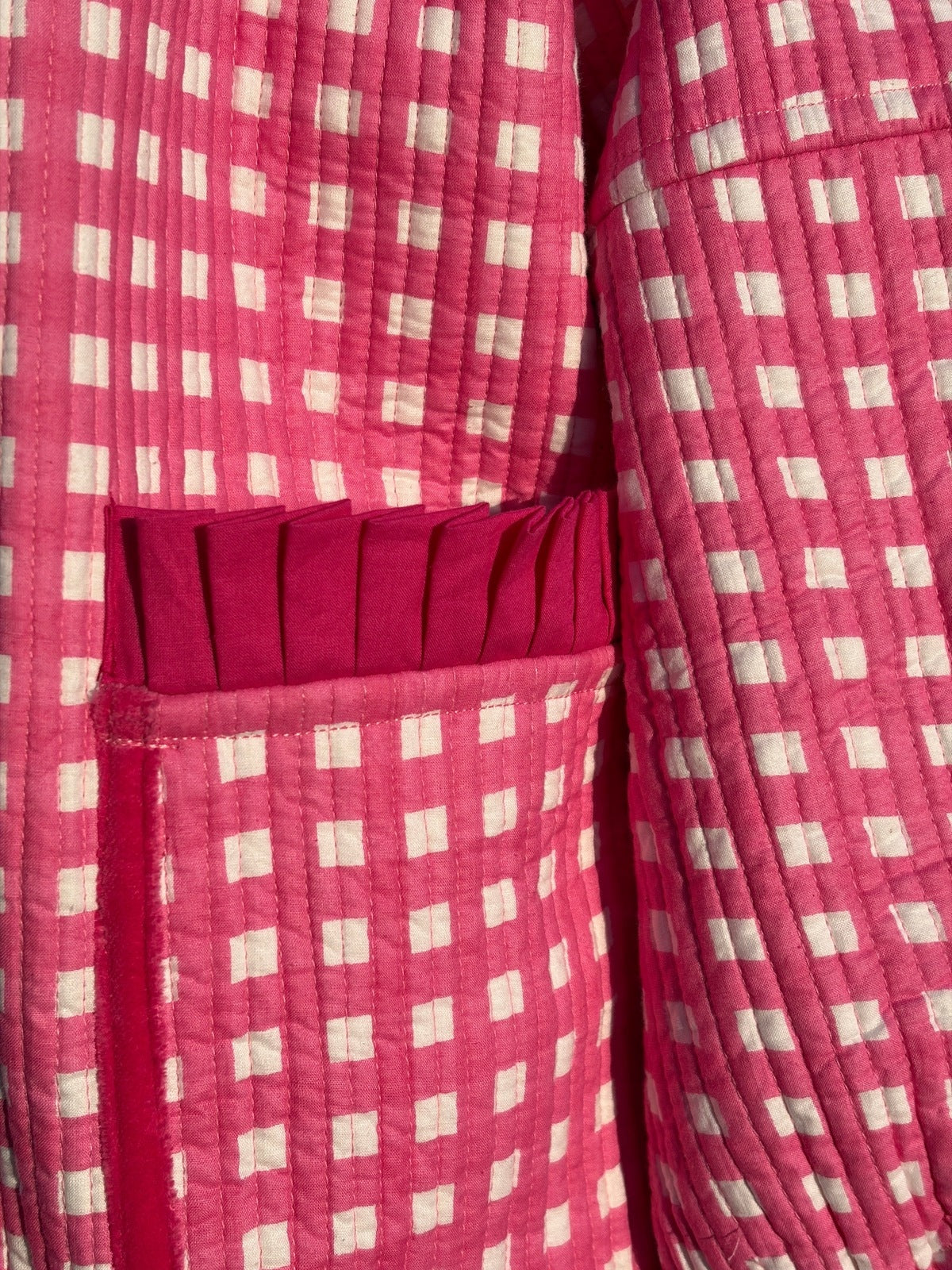 Sailor Collar Reversible Jacket - Pink Gingham