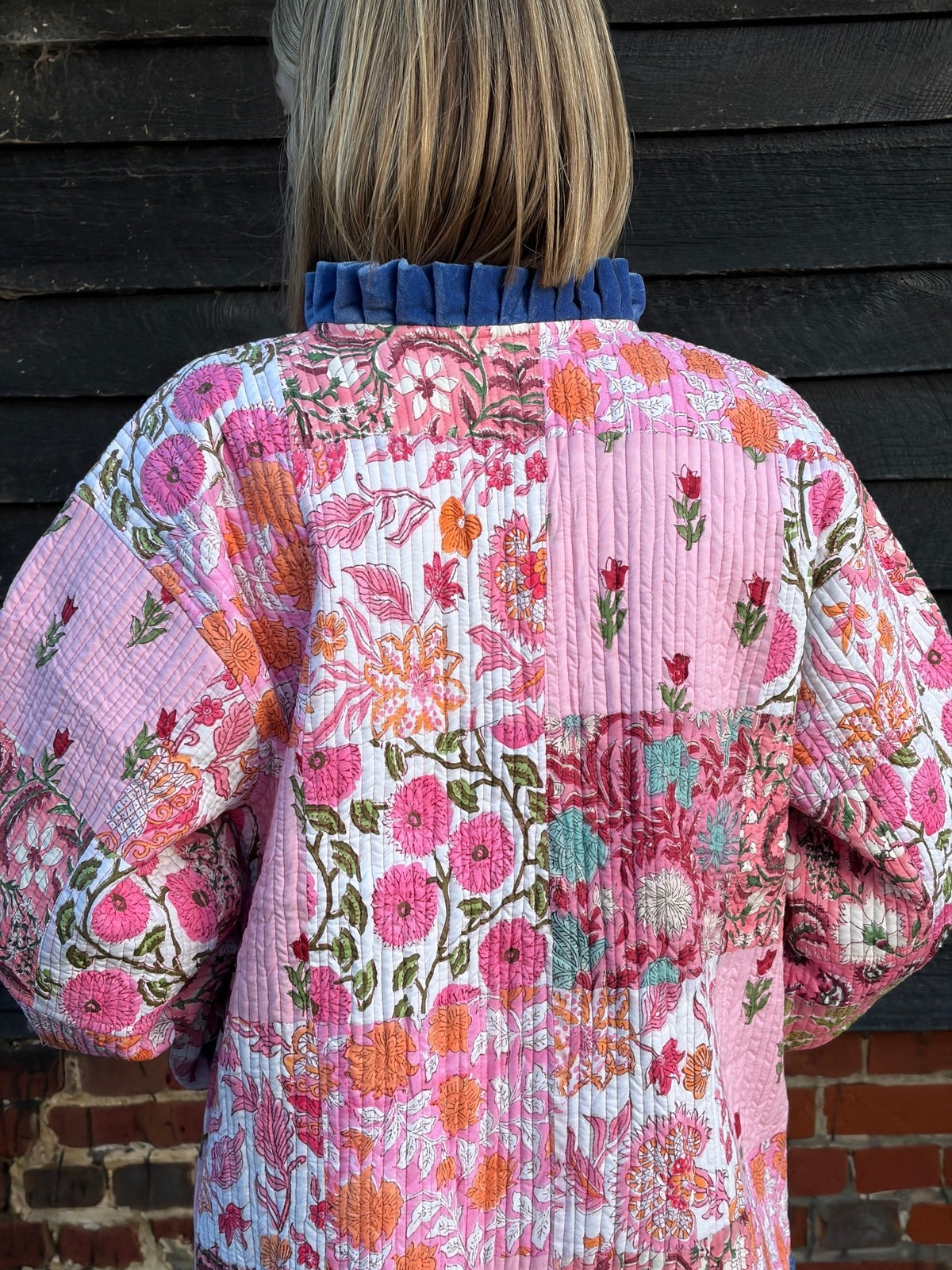 Reversible Jacket - Patchwork with Pink Stripe