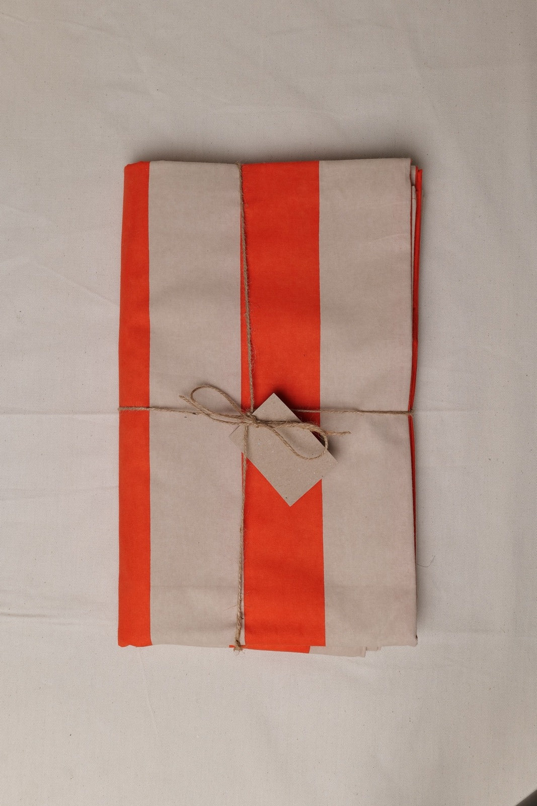 Orange and Beige Stripe Tablecloth