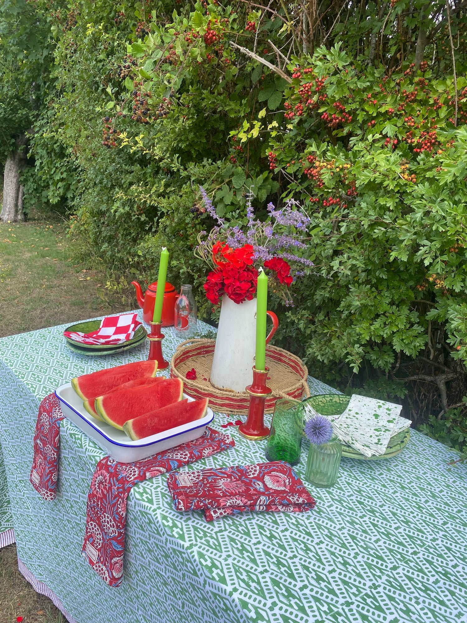 Green Ladder Tablecloth