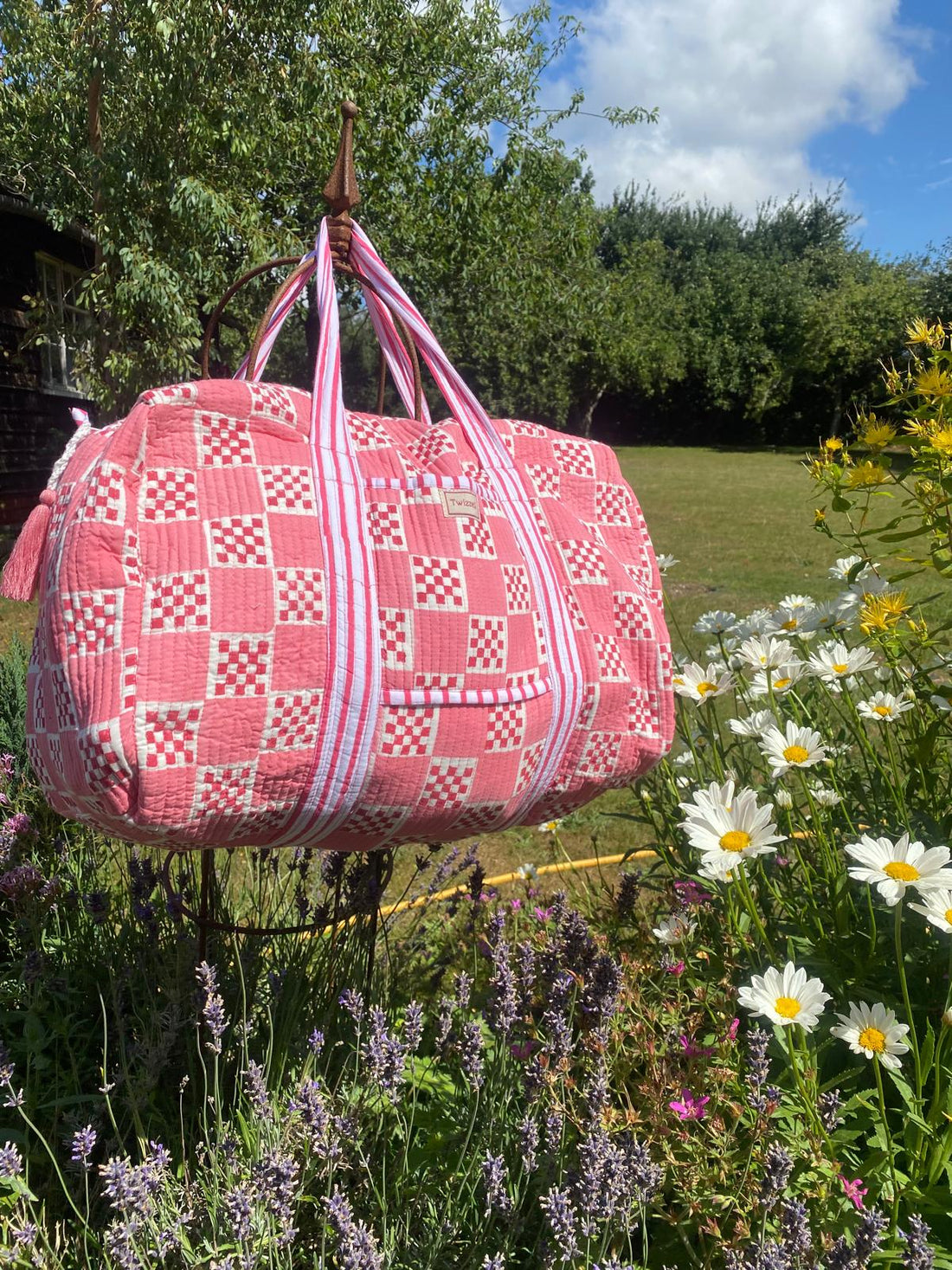 Indian Block Print Weekend Bag - Checkerboard