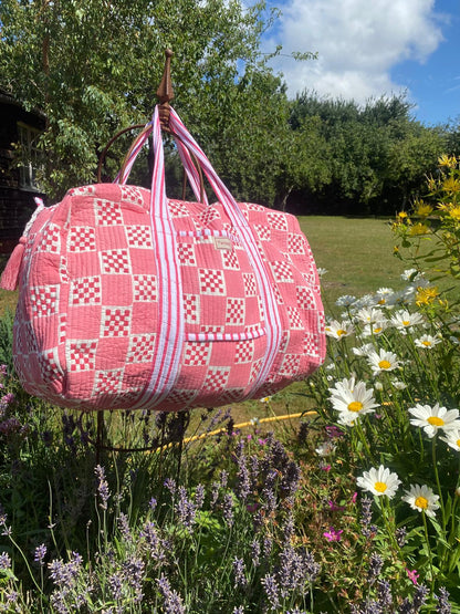 Indian Block Print Weekend Bag - Checkerboard