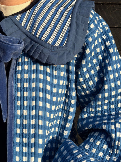 Sailor Collar Reversible Jacket - Blue Gingham