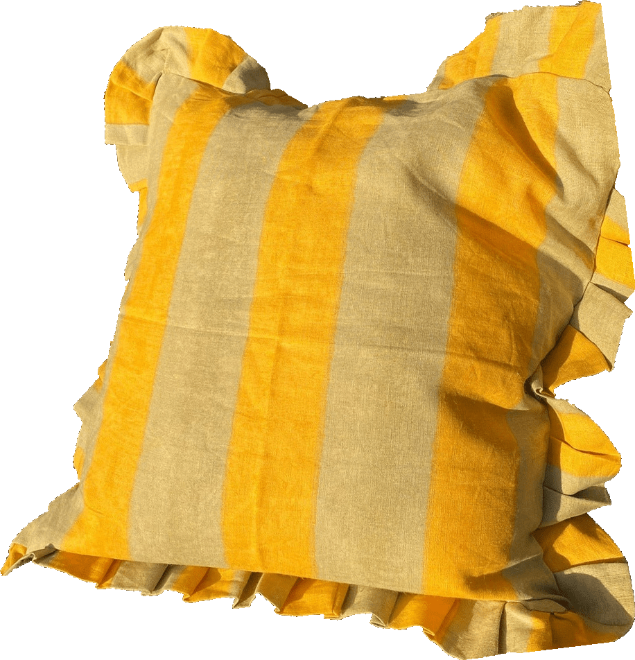 Ruffle Linen Cushion Cover - Yellow