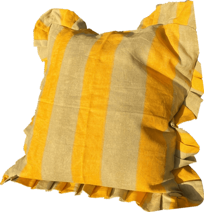 Ruffle Linen Cushion Cover - Yellow