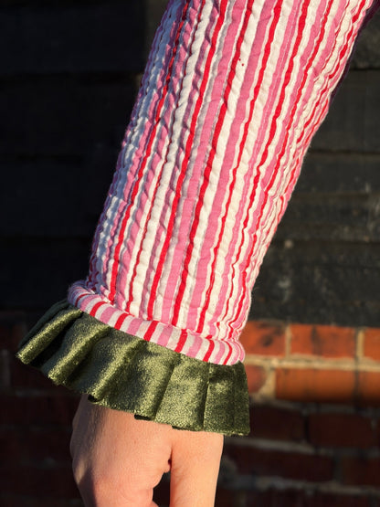 Reversible Jacket - Floral with Pink and Red Stripe