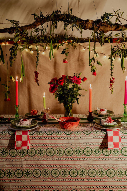 Sicilian Tablecloth - Pink and Green