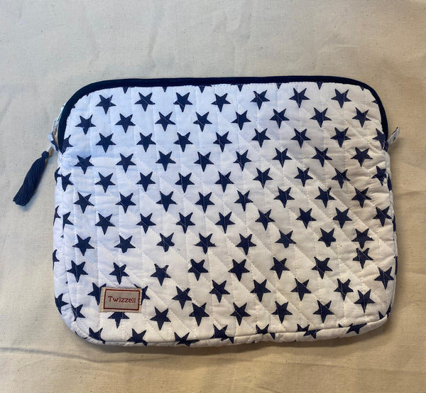 Indian Block Print Laptop Pouch - Blue Star