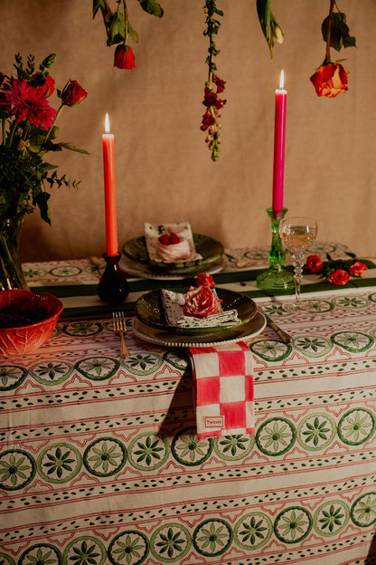 Sicilian Tablecloth - Pink and Green