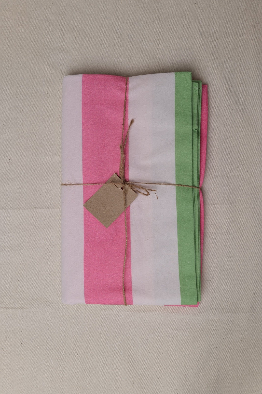 Pink, Sage and White Stripe Tablecloth
