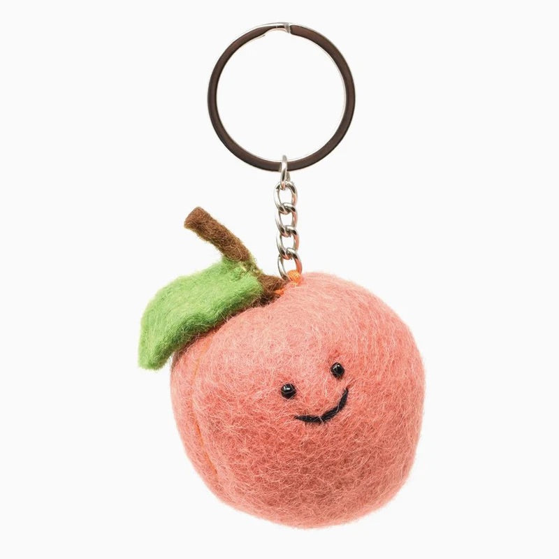 Peach Pure Wool Felt Keyring