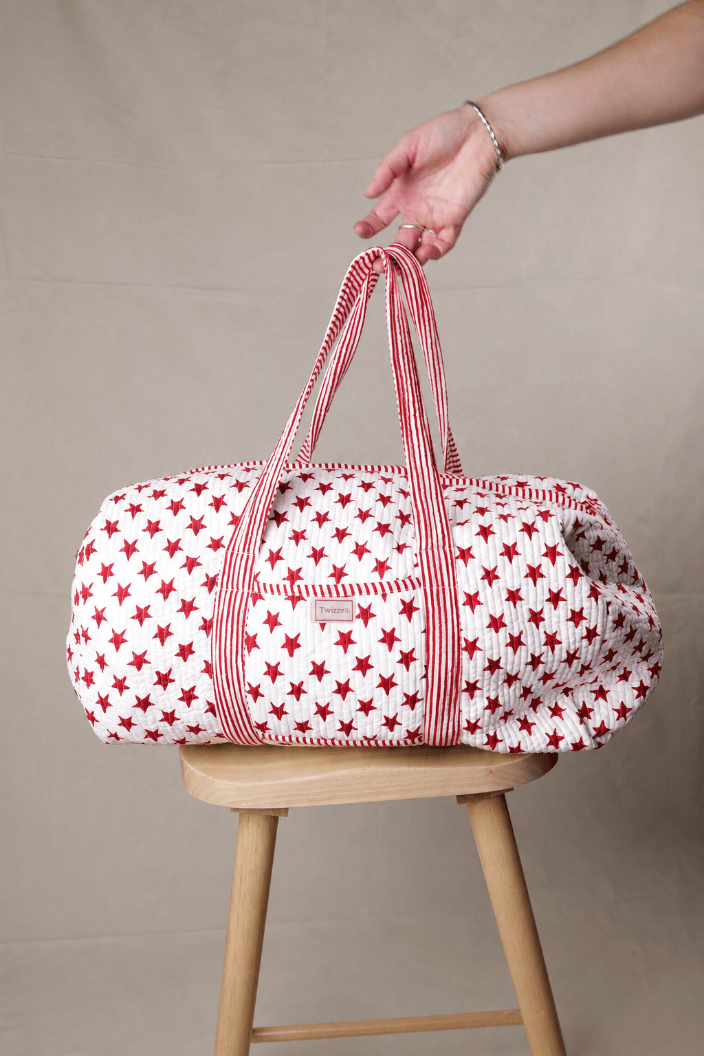 Indian Block Print Weekend Bag - Red Star