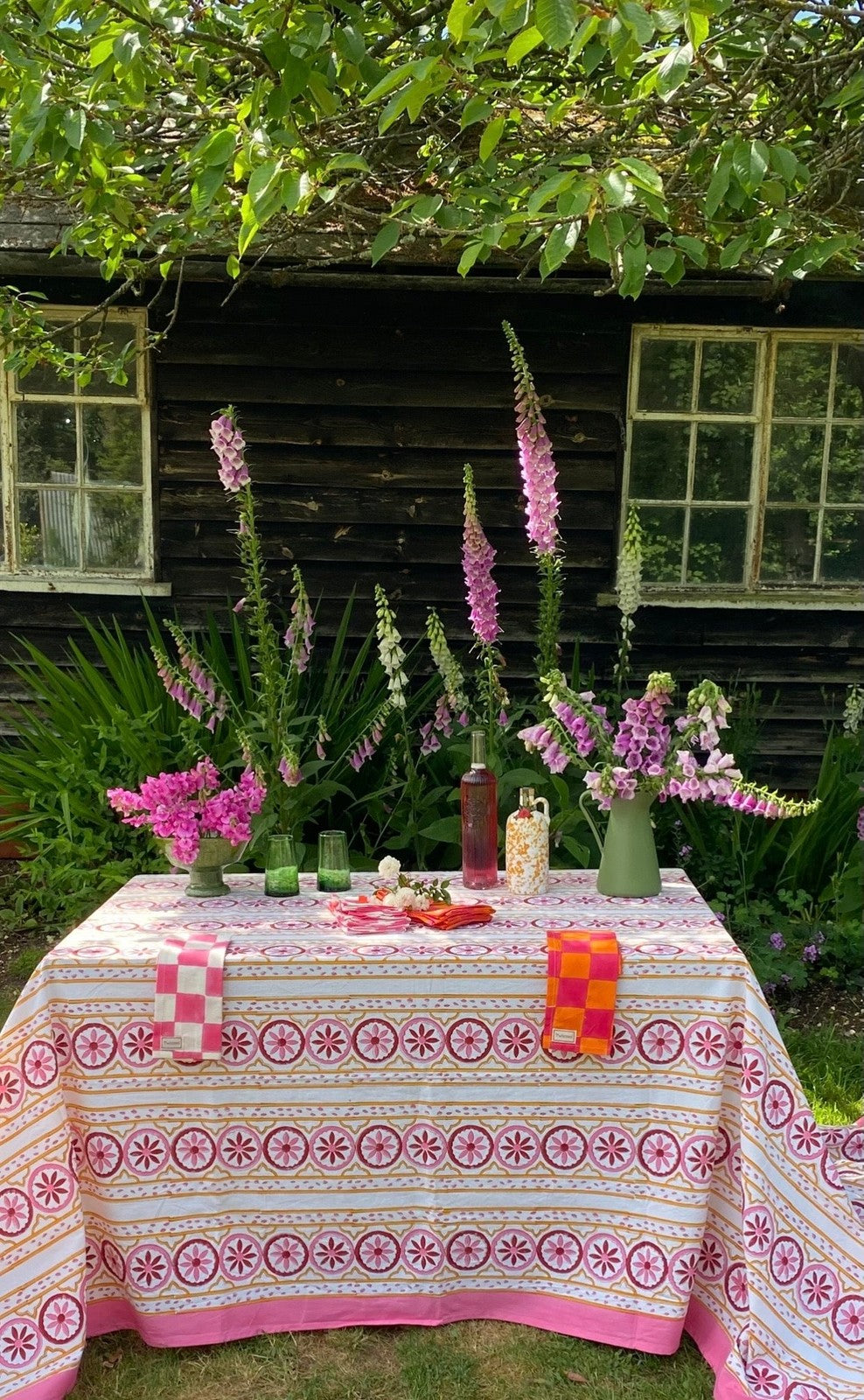 Sicilian Tablecloth - Pink, Red and Yolk