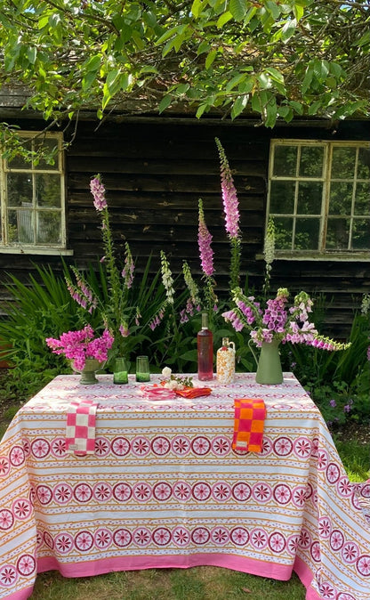 Sicilian Tablecloth - Pink, Red and Yolk