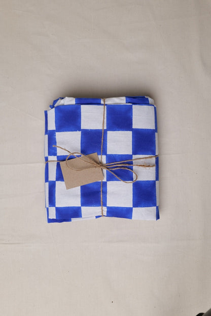 Blue and White Checkerboard Tablecloth