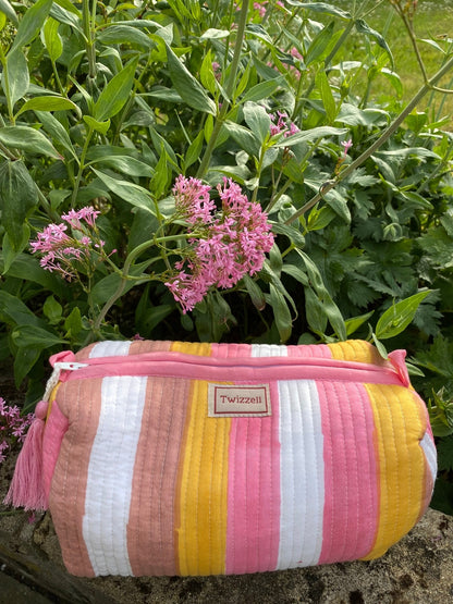 Quilted Wash Bag - Neapolitan Stripe