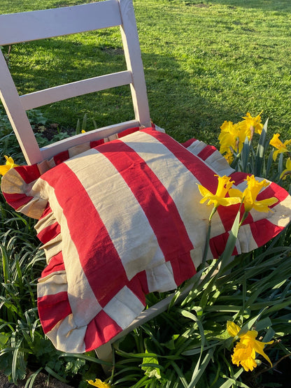 SECONDS Ruffle Linen Cushion Cover - Red