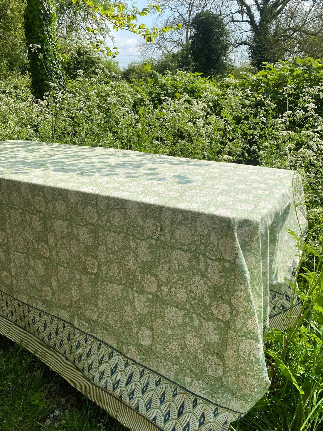 Indian Block Print Tablecloth - Pistachio