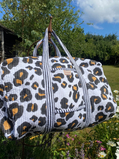 Indian Block Print Weekend Bag - Leopard