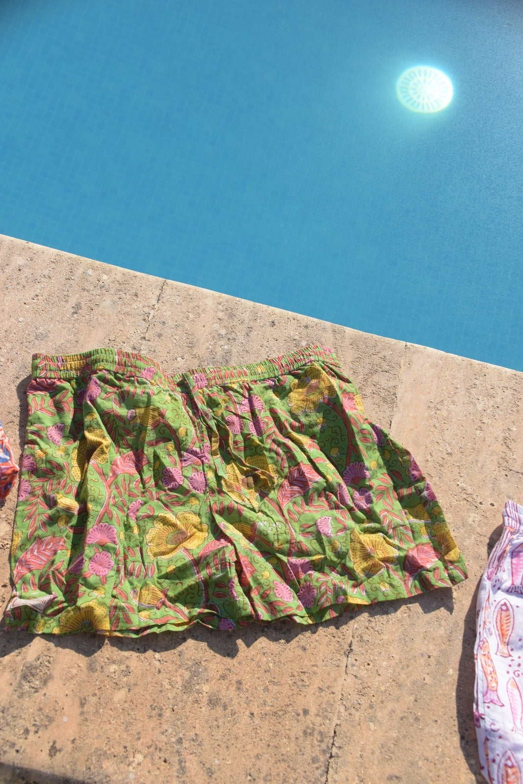 Unisex Indian Block Print Shorts - Green