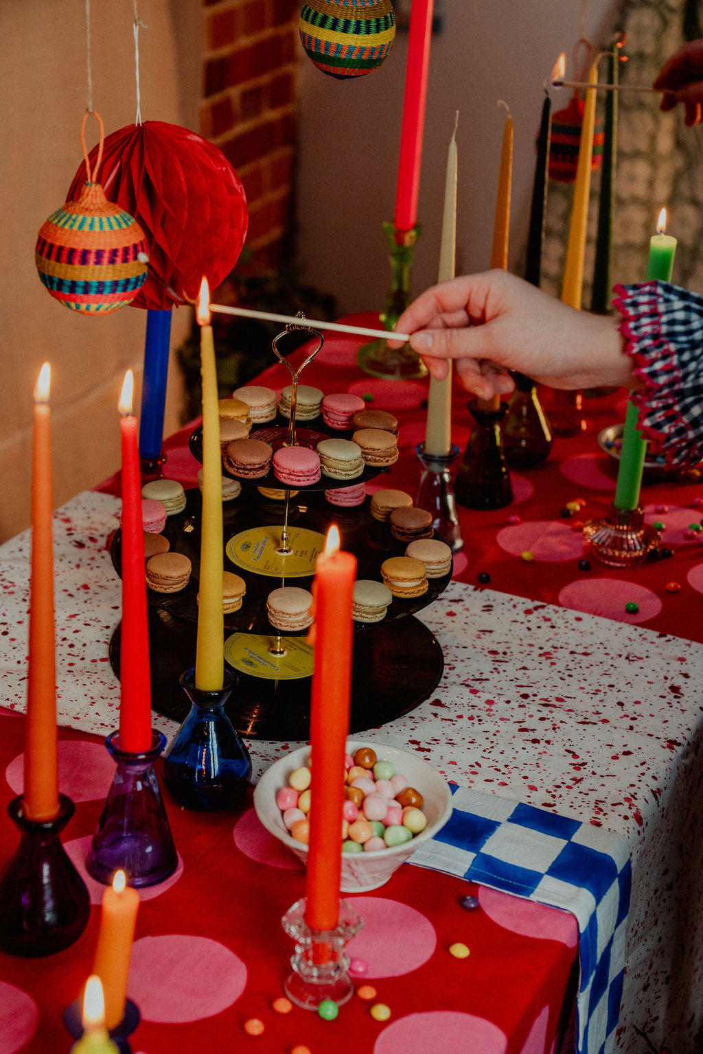 Red with Pink Spot Tablecloth