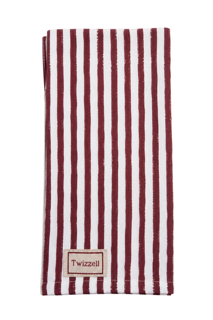 Merlot and White Pinstripe Napkin x 4