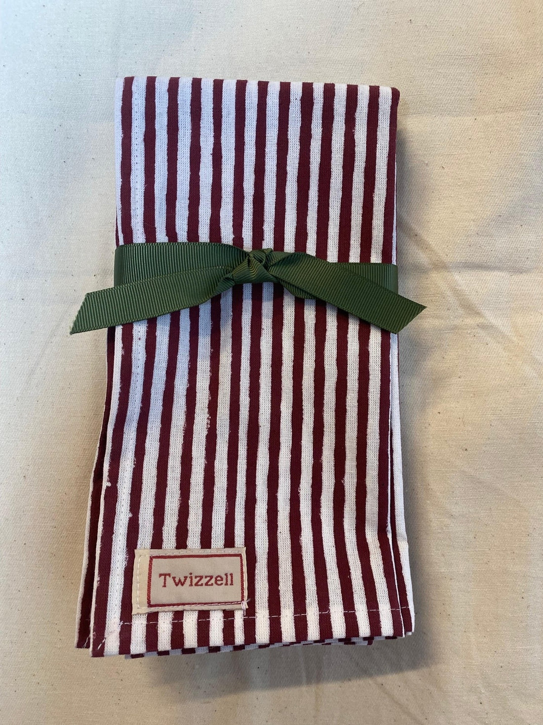 Merlot and White Pinstripe Napkin x 4