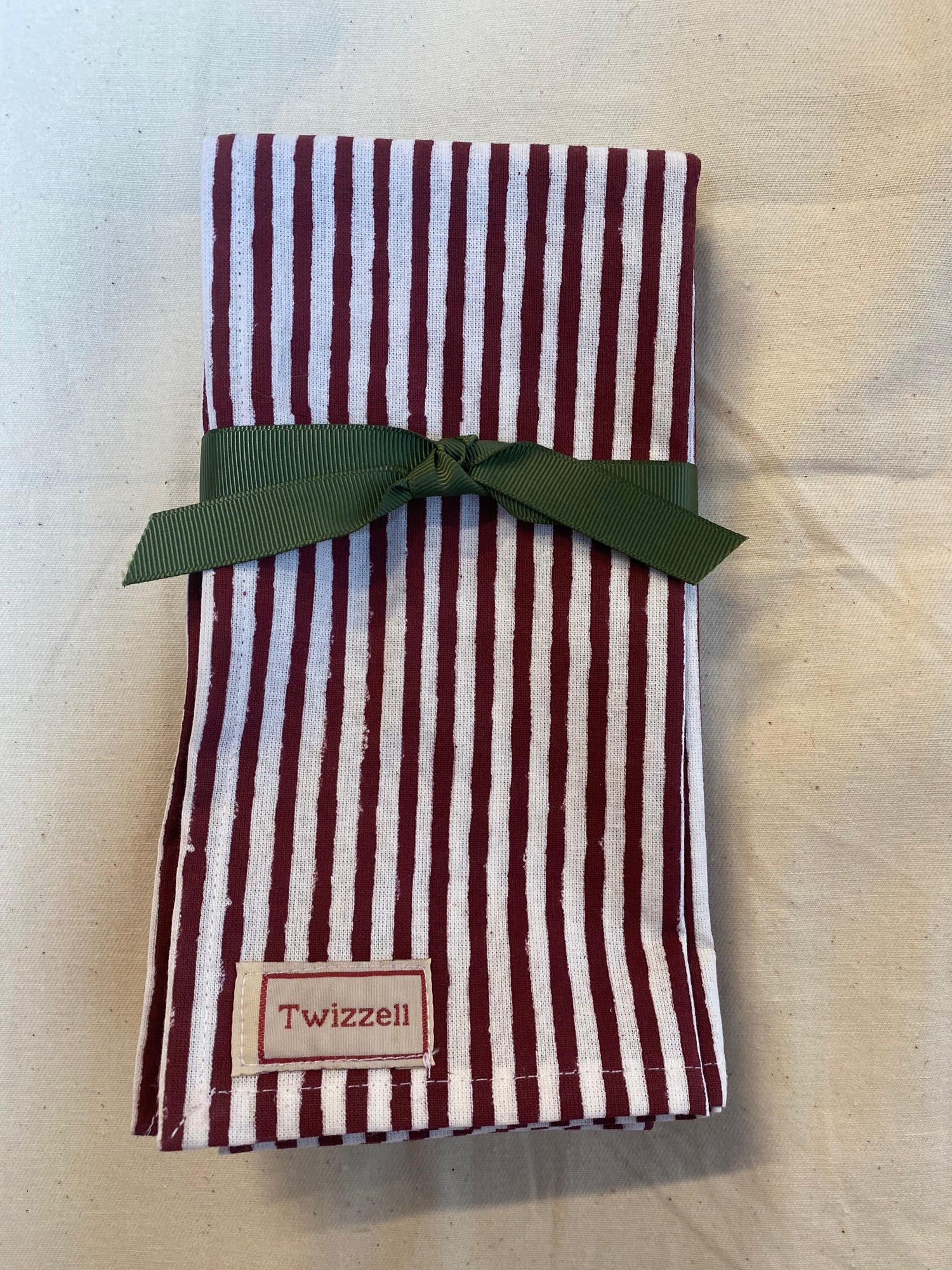 Merlot and White Pinstripe Napkin x 4