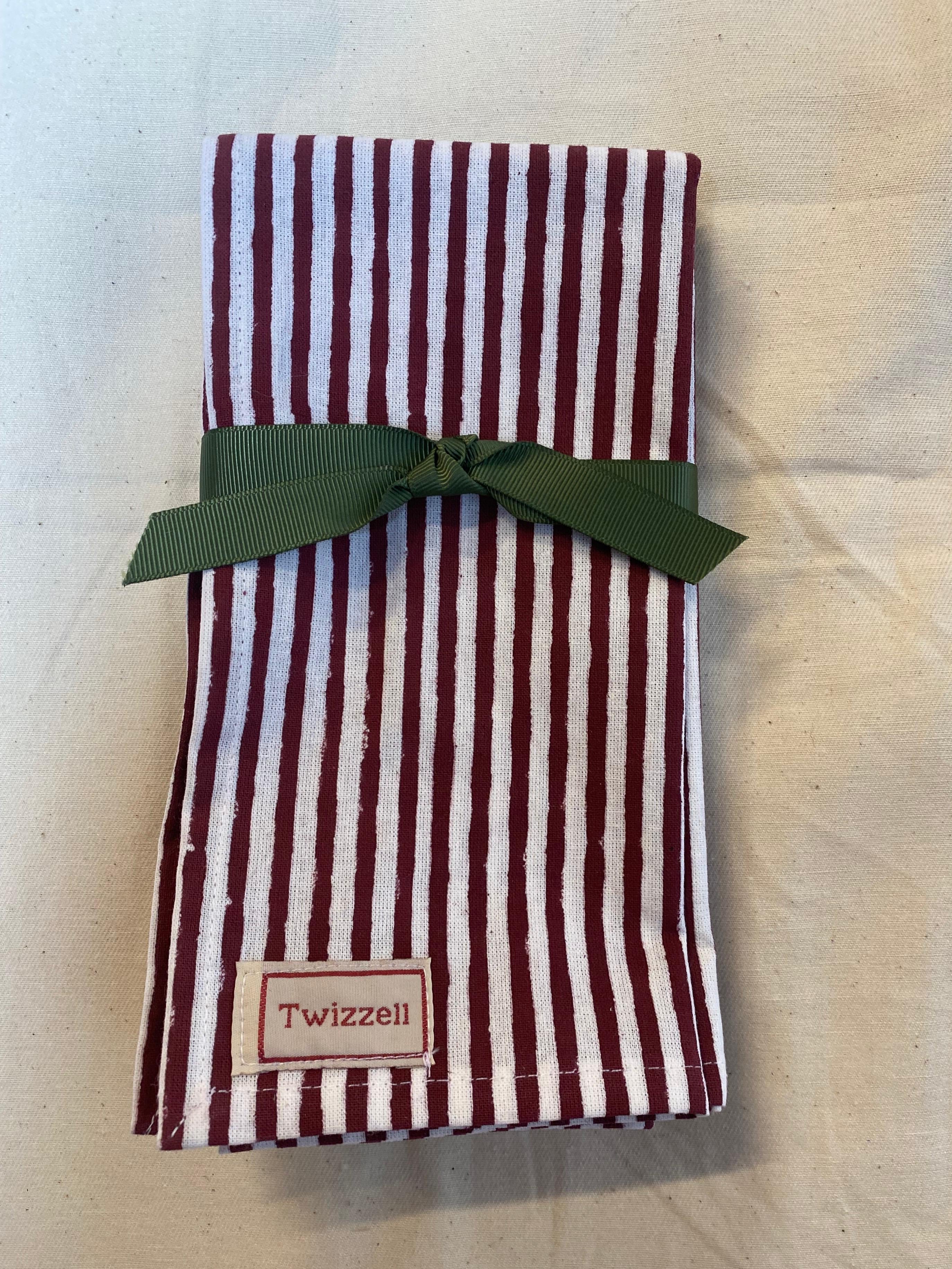 Merlot and White Pinstripe Napkin x 4