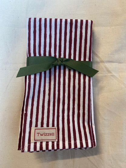Merlot and White Pinstripe Napkin x 4