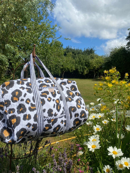 Indian Block Print Weekend Bag - Leopard