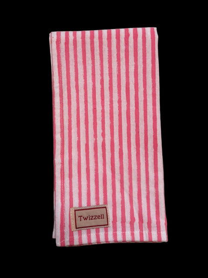 Pink &amp; White Pinstripe Napkin x 4