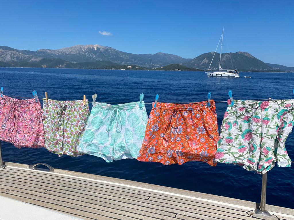 Unisex Indian Block Print Boxer shorts - Orange