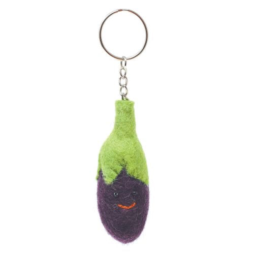 Aubergine Pure Wool Felt Keyring