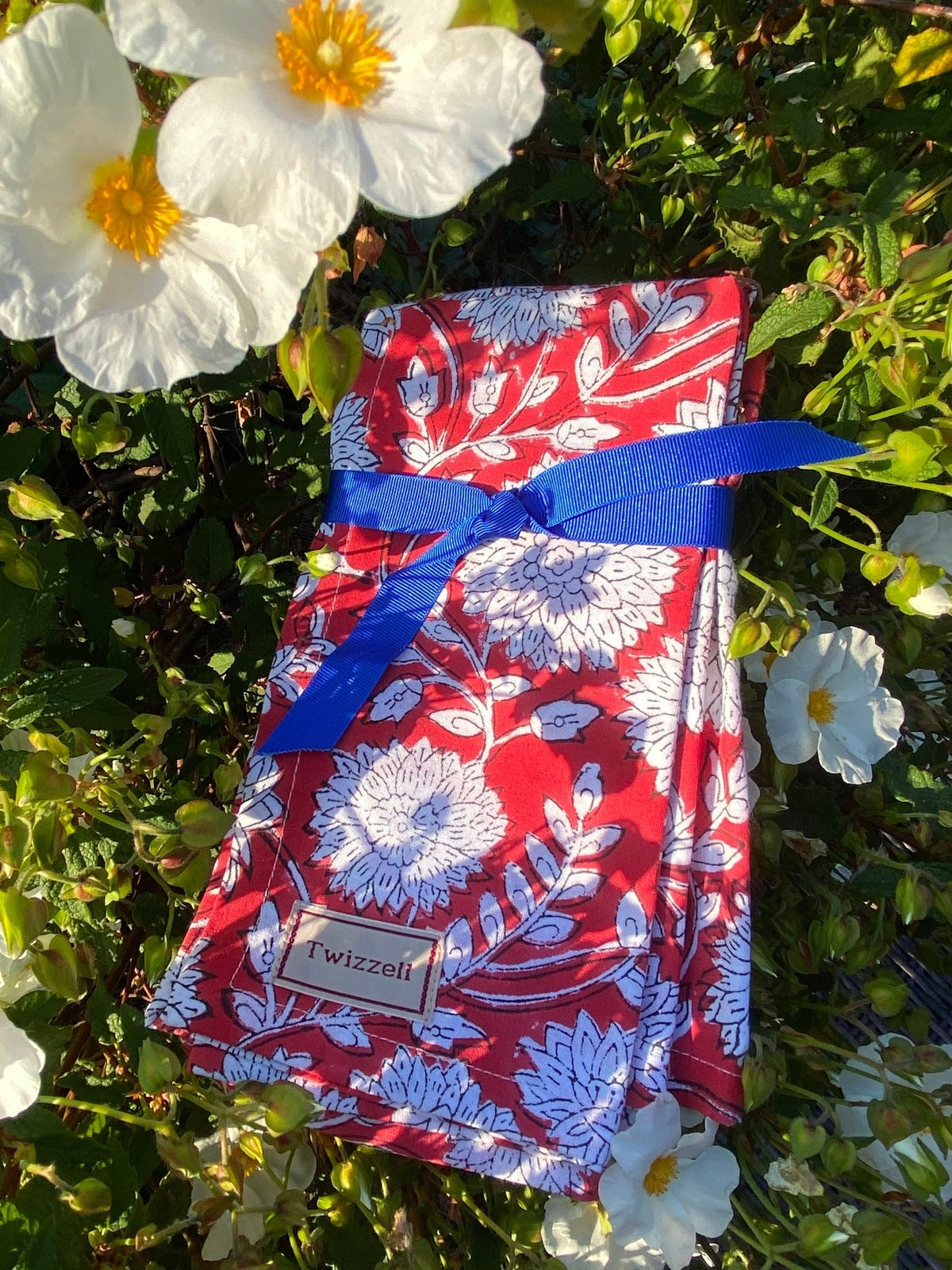 Indian Block Print Napkins Set of 4 - Red and White