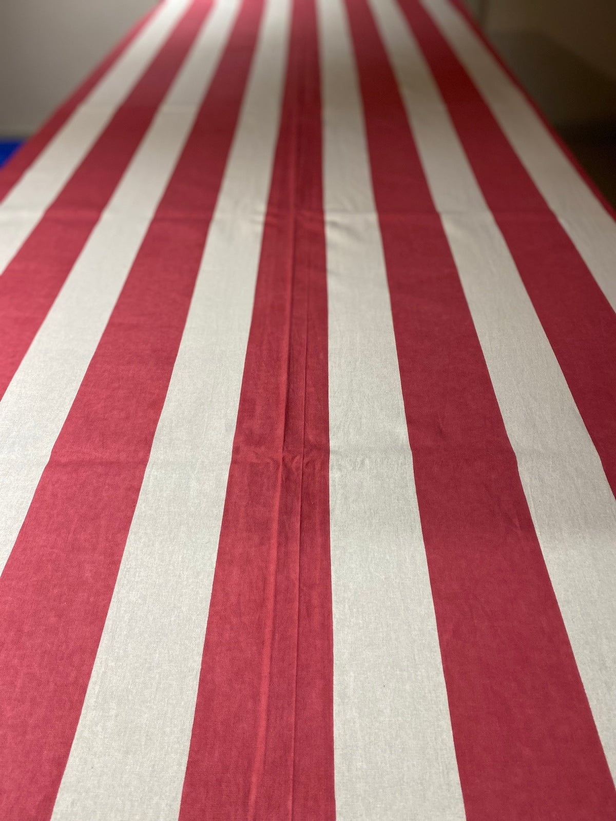 Indian Block Print Tablecloth - Coral Stripe
