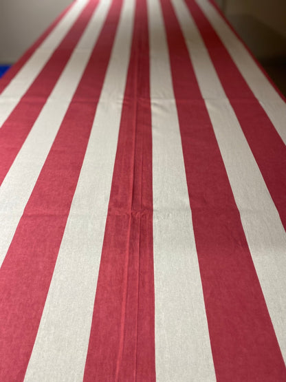 Indian Block Print Tablecloth - Coral Stripe