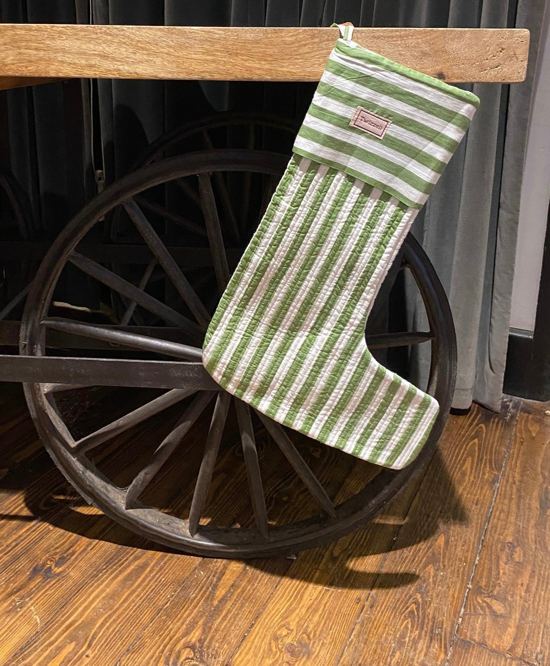 Sage and White Stocking