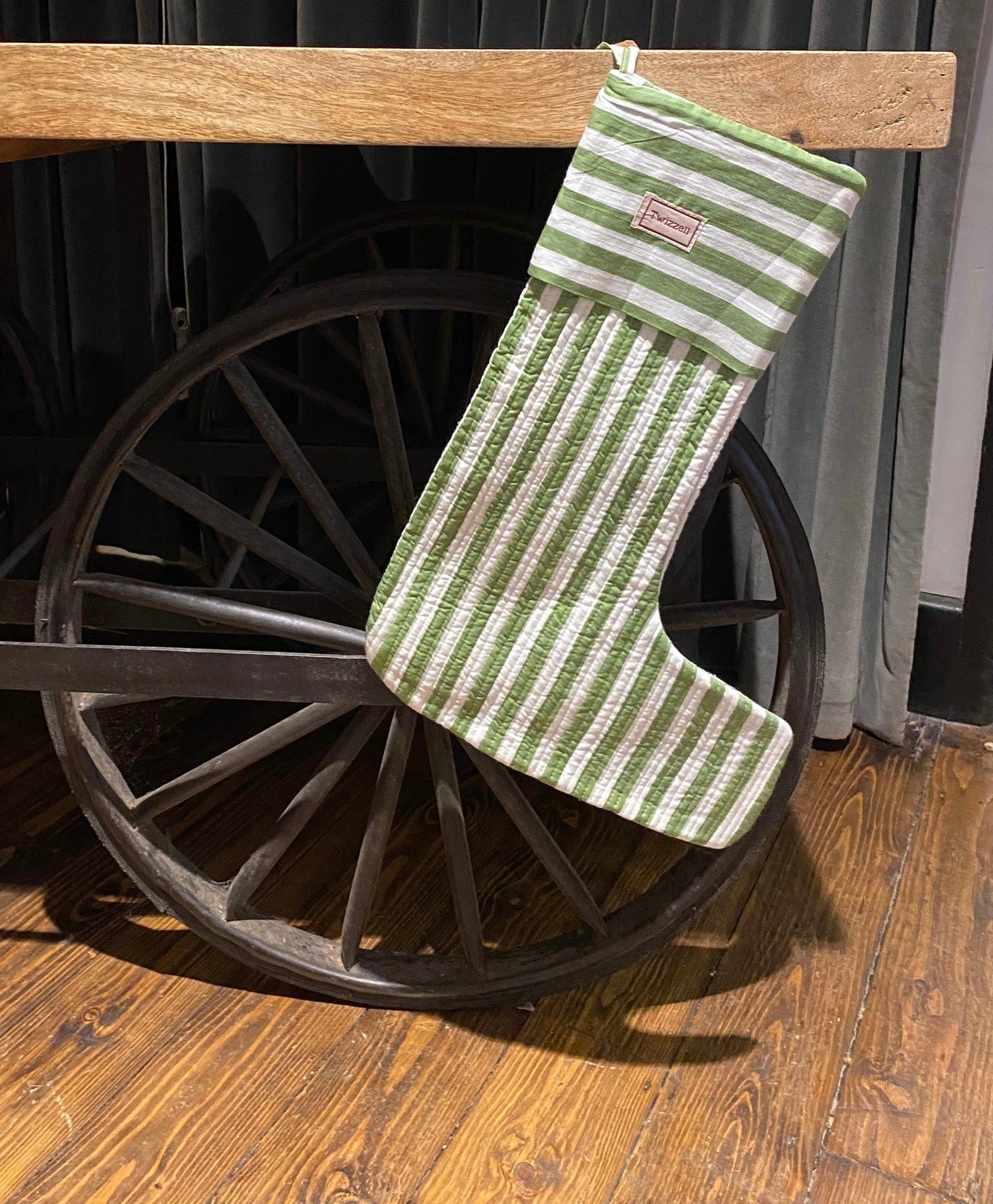 Sage and White Stocking