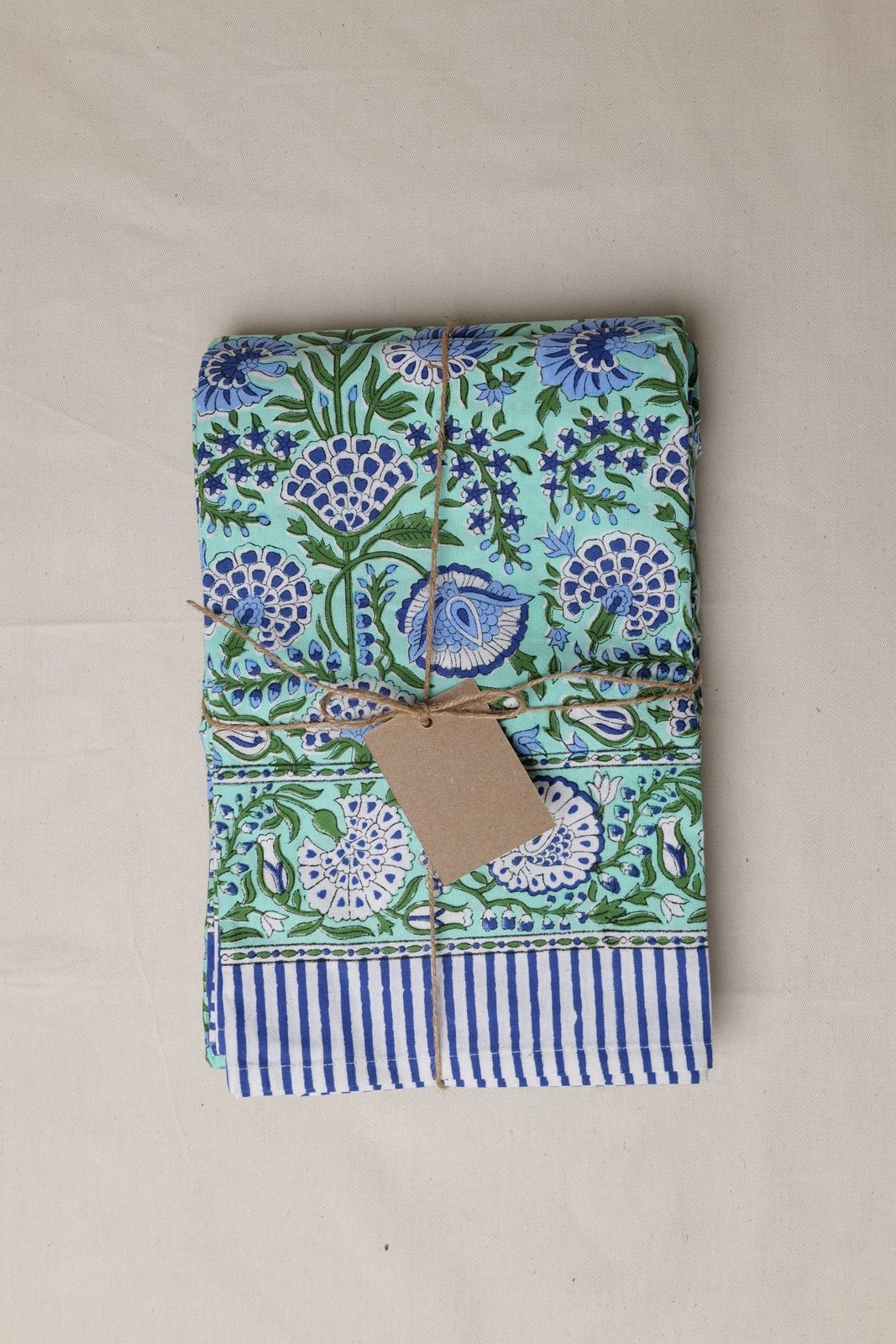 Green and Blue Floral Tablecloth